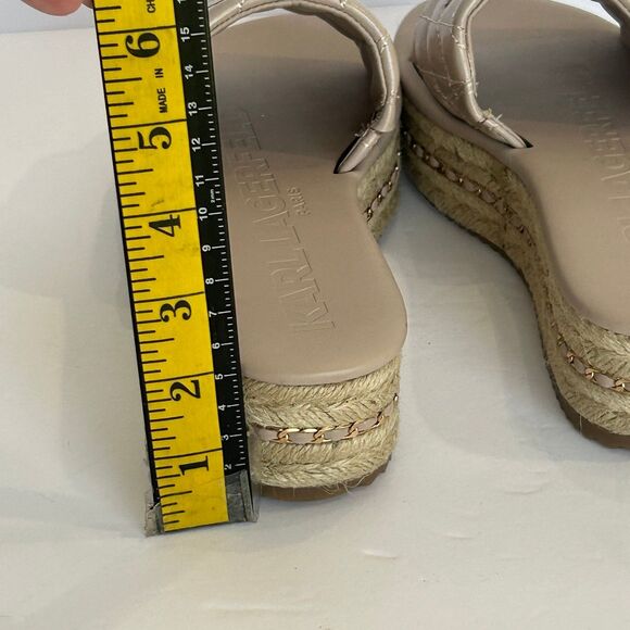 Karl Lagerfeld Paris Sandal Women’s Size 7.5M Mauve Tan Gold Slip-on Quilted - Picture 11 of 12